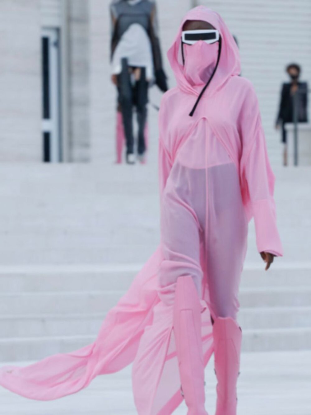 Rick Owens Phlegethon SS21 Pink Hooded Silk Dress One Size Rare Archive